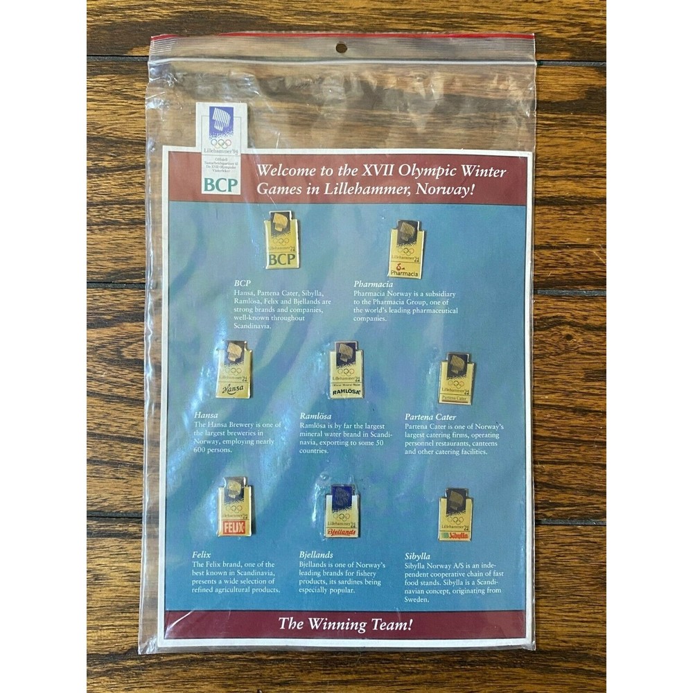 Olympic Pins 1994 XVII Lillehammer Scandinavian Business Affiliates SET OF 8
